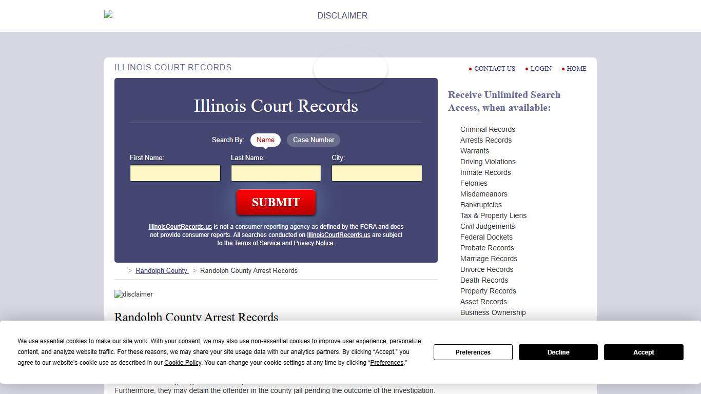 Randolph County Arrest Records IllinoisCourtRecords.us